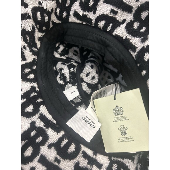 Burberry Bucket Hat Tb Monogram Pattern Terry Hat New Small Women’s Black White